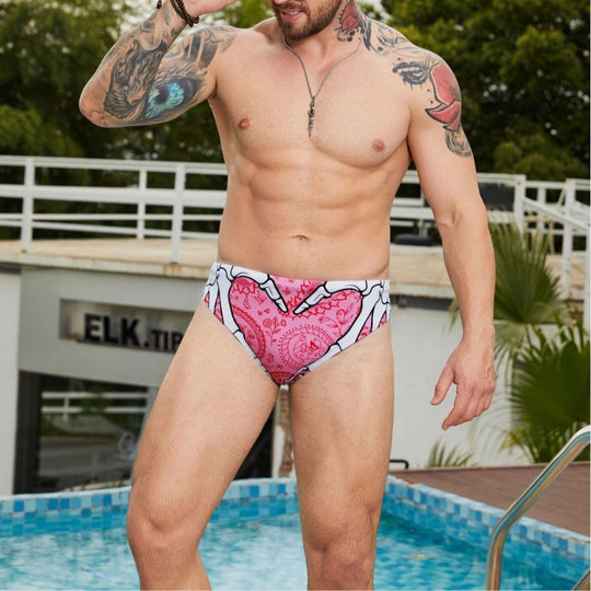 Herren Schwimmhose im kreativen Herzdesign R&B