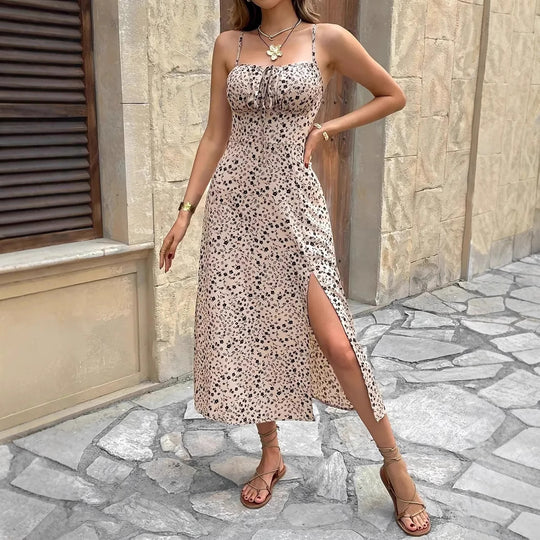Damen Maxikleid mit Floralprint und verstellbaren Trägern R&B