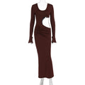 Damen elegantes Maxi-Kleid mit asymmetrischem Cut-Out und Raffungen R&B