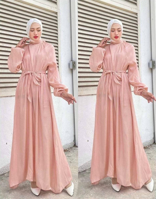 Damen Elegantes Langarmkleid mit Taillengürtel R&B