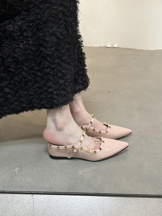 Damen elegante Slingback-Ballerinas mit dekorativen Nieten und komfortablem Fußbett R&B