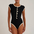 Damen Badeanzug mit Knopfdetail und elegantem Schnitt R&B