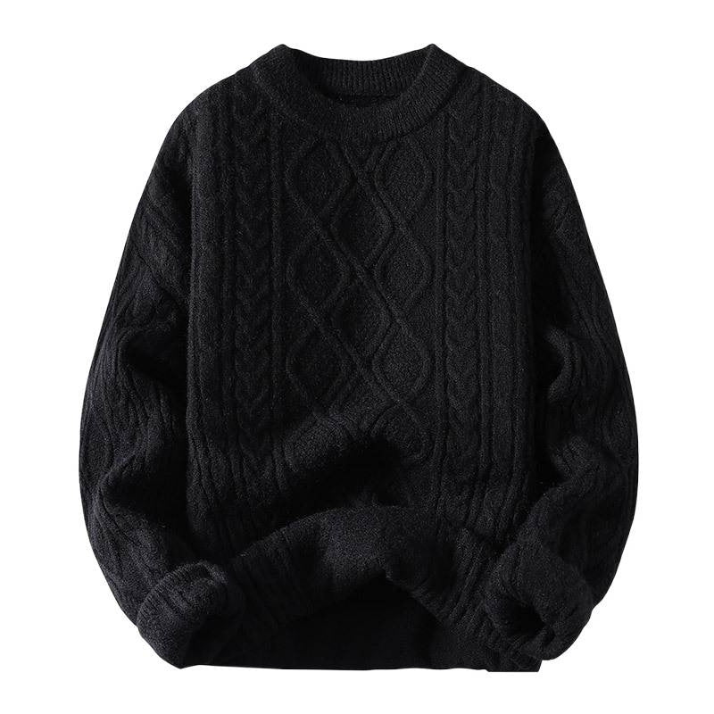 Damen Grobstrickpullover mit zeitgemäßem Zopfmuster und klassischem Rundhalsausschnitt R&B