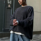 Damen Oversized Strickpullover mit weitem Schnitt und Struktur