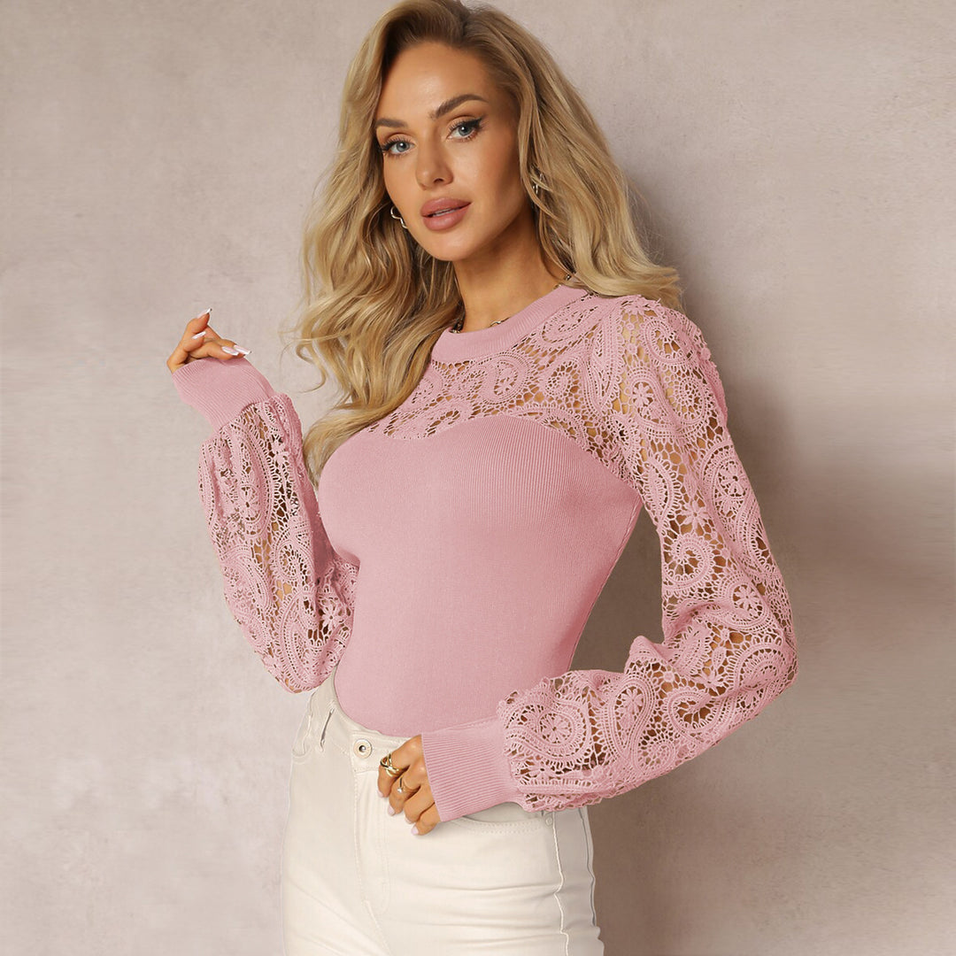 Damen Strickoberteil mit eleganten Häkelelementen R&B