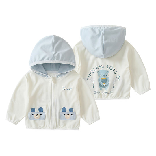Unisex nan Kapuzenjacke für Kleinkinder mit UV-Schutz, Reißverschluss und elastischen Bündchen R&B