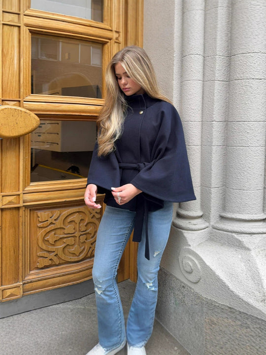 Damen Modernes Cape mit Taillengürtel R&B