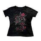 Damen T-Shirt mit kreativem Skull-Design und auffälligem Sternen-Print R&B