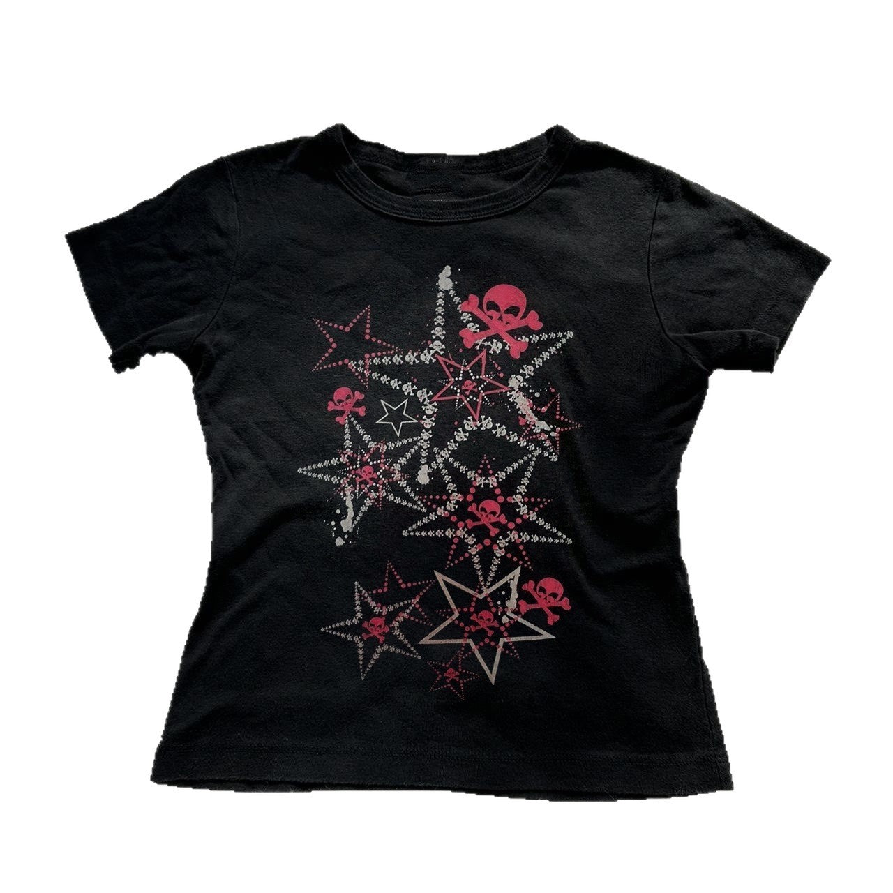Damen T-Shirt mit kreativem Skull-Design und auffälligem Sternen-Print R&B