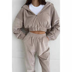 Damen trendige Veloursjacke mit weiten Ärmeln und Bund