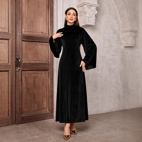Damen Elegantes Maxikleid mit weitem Kragen und extravaganten Ärmeln R&B