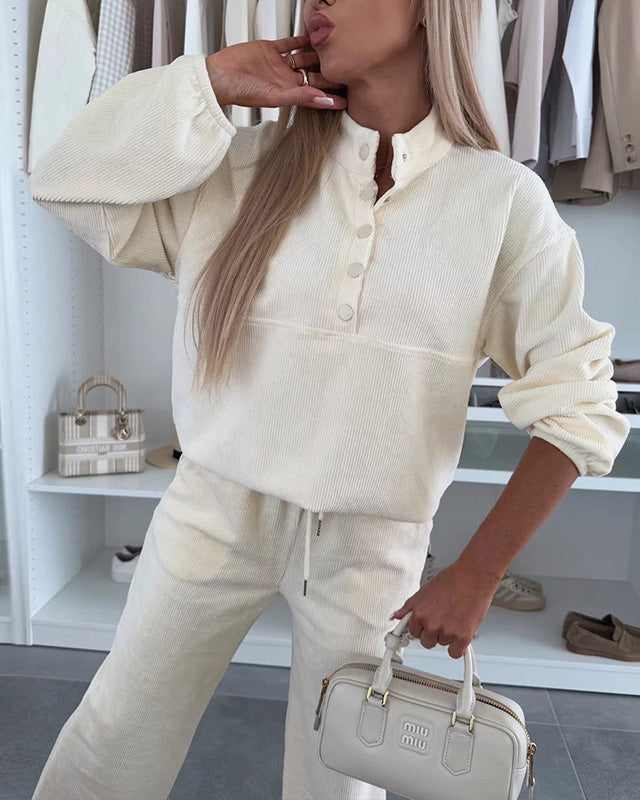R&B | Down Stehkragen Sweatshirtjacke und Hose Zweiteiliges Satz