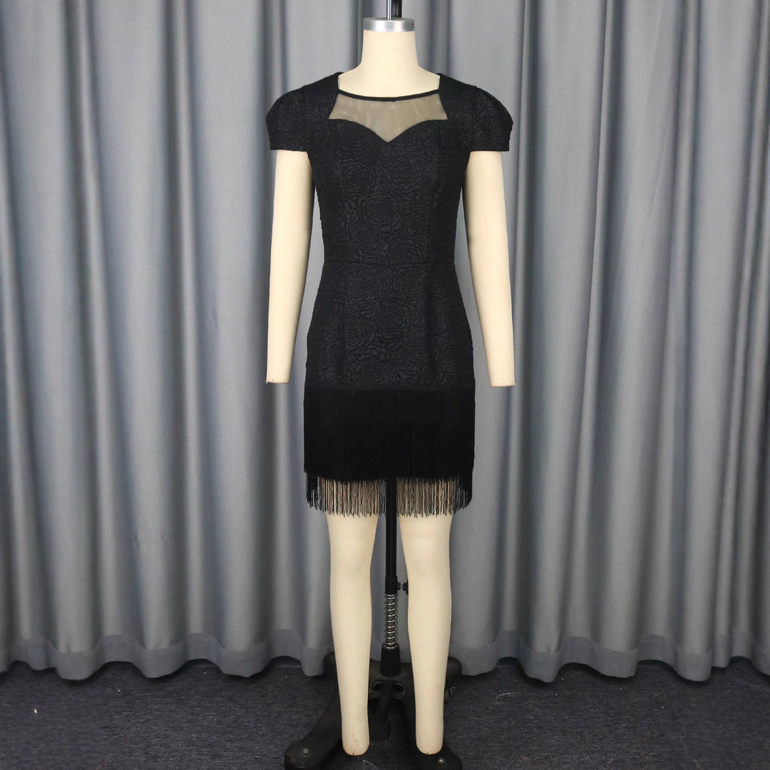 Damen Kleid mit elegantem Fransen-Saum und floralem Muster R&B