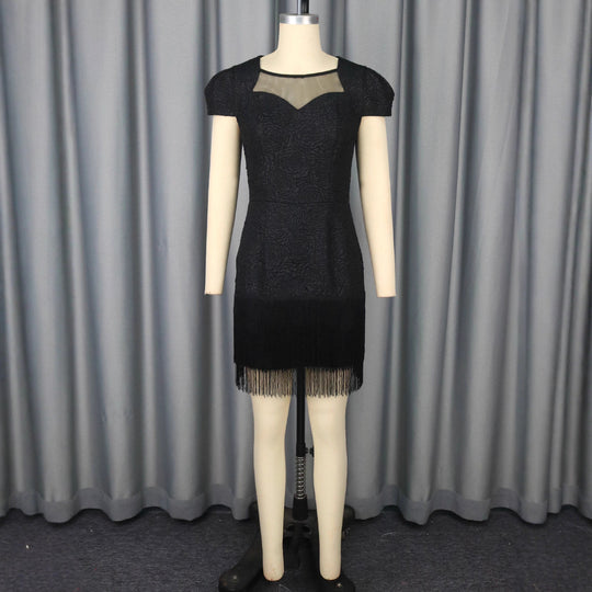 Damen Glamouröses Kleid mit Fransen und transparentem Detail R&B