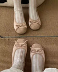 Damen Ballerinas mit zarten Schleifen und weichem Veloursleder EB