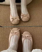 Damen Ballerinas mit zarten Schleifen und weichem Veloursleder EB