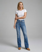 Damen High Waist Stretch Jeans ausgestellt