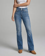 Damen High Waist Stretch Jeans ausgestellt