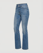 Damen High Waist Stretch Jeans ausgestellt