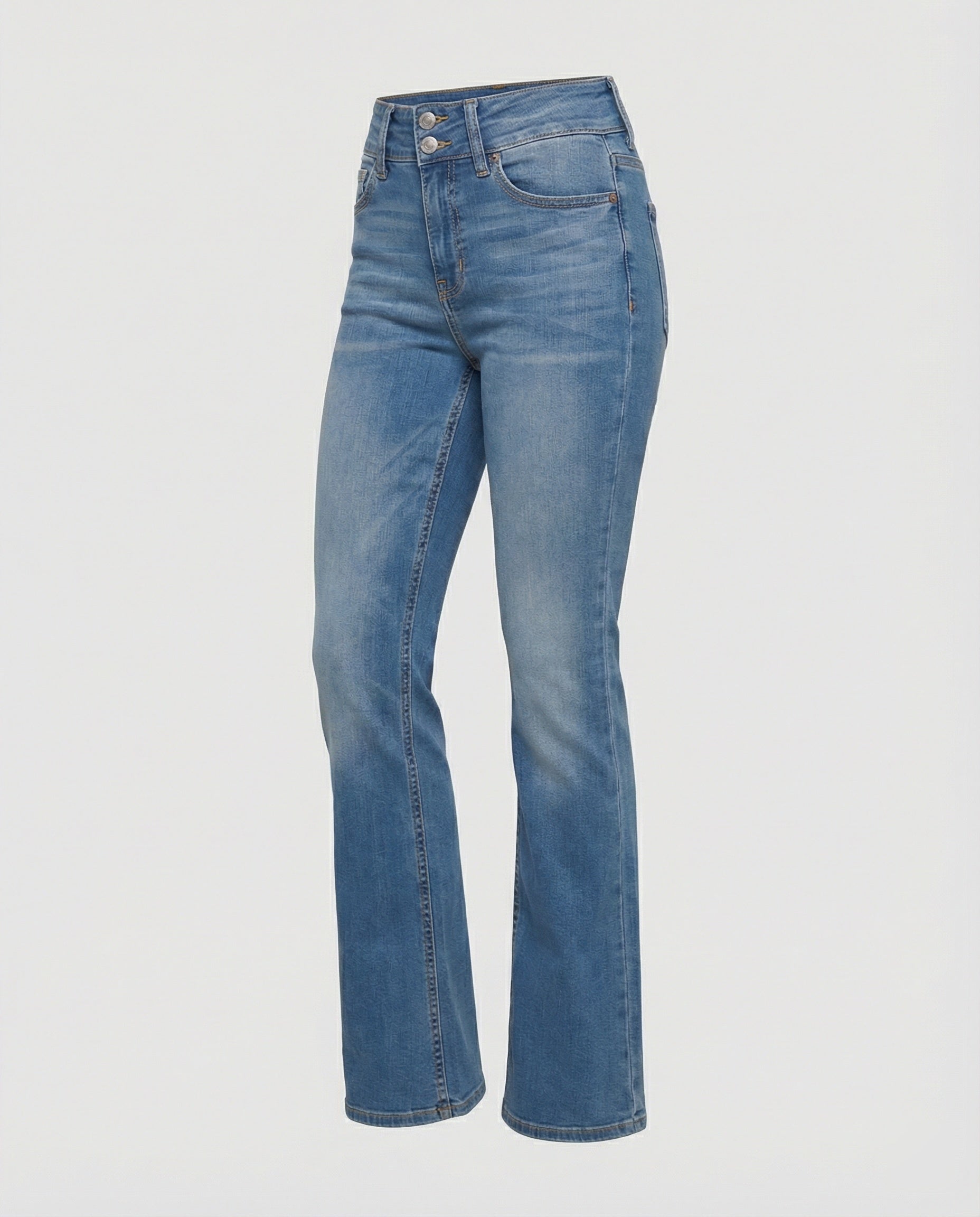 Damen High Waist Stretch Jeans ausgestellt