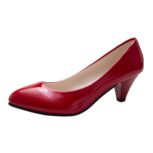 Damen elegante Pumps mit bequemem Blockabsatz und hochwertiger Lackoberfläche R&B