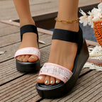 Damen Wedge-Pantoletten mit modischer Glitzer-Applikation und komfortablem Fußbett