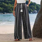Damen breite Palazzohose mit elastischem Bund und modischem Muster R&B