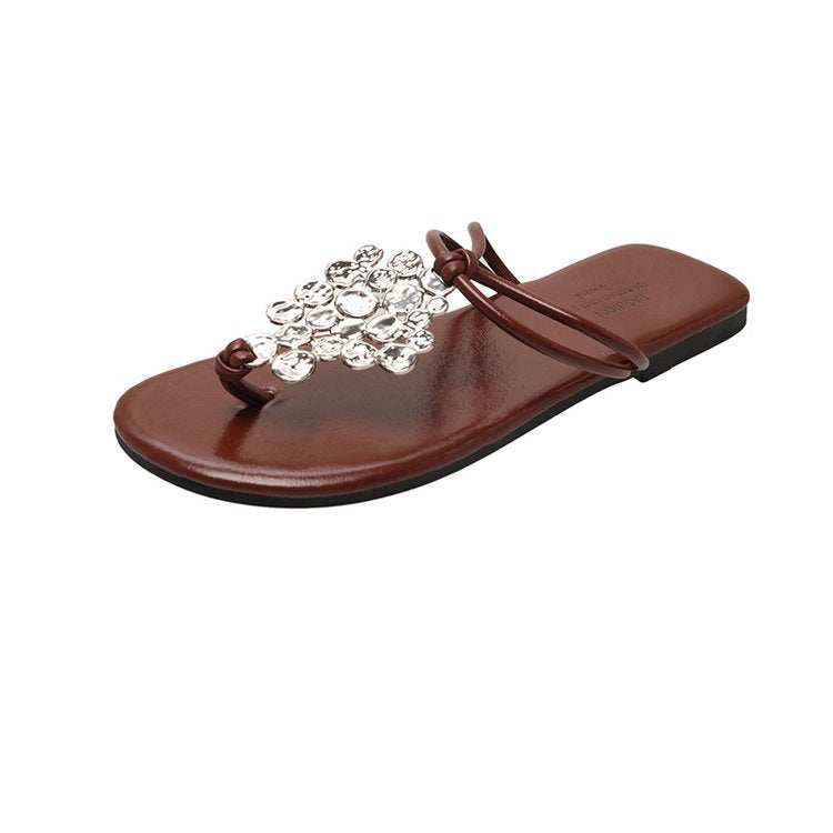 Damen elegante Pantoletten mit funkelndem Schmuckdetail R&B