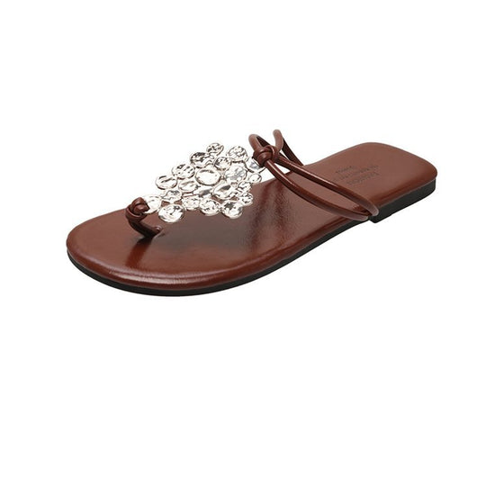 Damen elegante Pantoletten mit funkelndem Schmuckdetail R&B