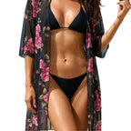 Damen eleganter transparenter Strandüberwurf mit floralem Design R&B