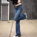 Damen lässige Flared Jeans im Retro-Stil mit hohem Bund