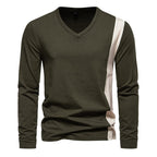 Herren Langarmshirt mit modernem V-Ausschnitt und kontrastierendem Design