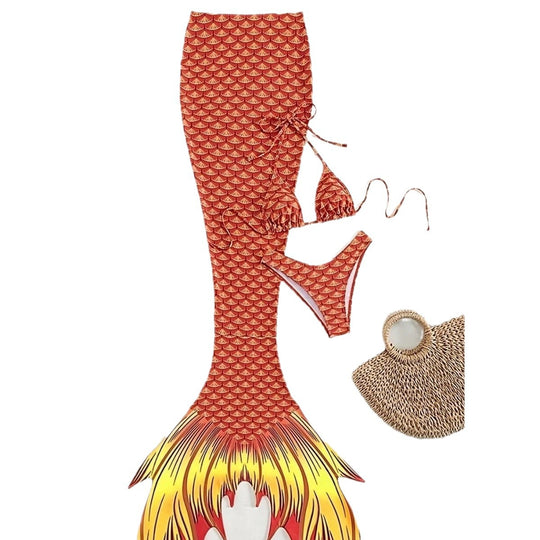 Damen Meerjungfrauen-Bikini mit schimmerndem Schwanzfisch-Muster R&B