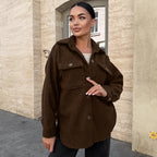 Damen Flauschige Utility-Jacke mit großen Taschen und Knopfdetails R&B
