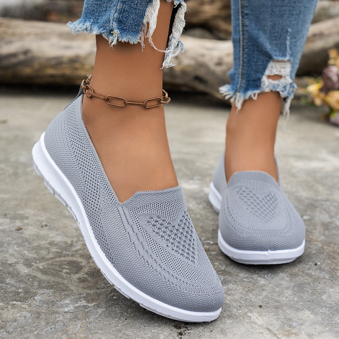 Damen Atmungsaktive Slip-On Freizeitschuhe mit komfortablem Absatz R&B