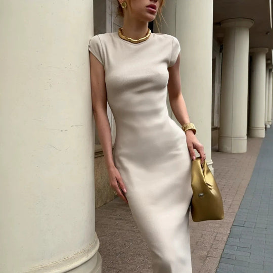 Damen Figurbetontes Langarmkleid mit elegantem Ziernähte R&B