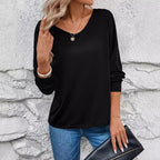 Damen Langarm T-Shirt mit dekorativem Häkelrücken R&B