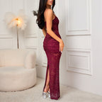 Damen Spitzen-Maxikleid mit raffiniertem Design R&B