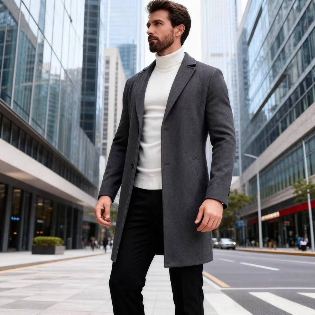 Herren eleganter Wollmantel R&B