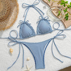 Damen Triangel-Bikini-Set mit verspielten Schleifen R&B