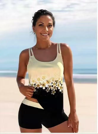 Damen Sportliches Tankini-Set mit bequemem Shorts und verstellbaren Trägern R&B