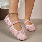 Damen elegante Ballerinas mit floralen Applikationen und rutschfester Sohle R&B