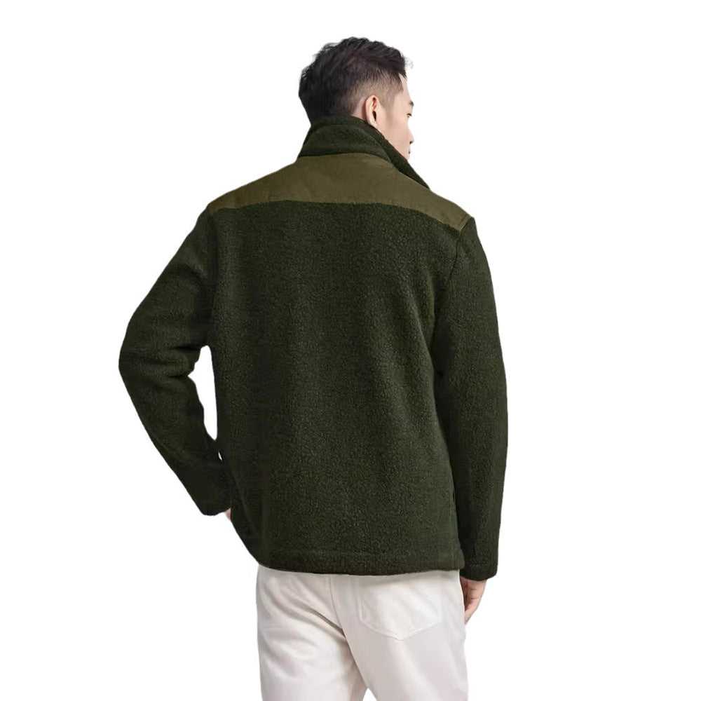 Herren Fleecejacke mit hohem Kragen und praktischen Taschen R&B