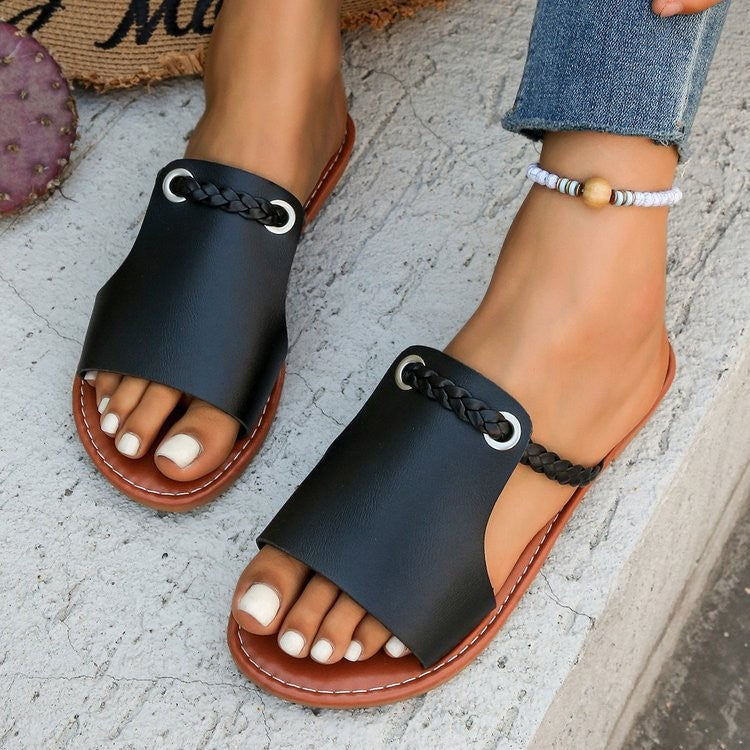 Damen Freizeitsandalen mit geflochtenem Riemen-Design und robustem Fußbett R&B