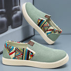 Damen Bequeme Slip-On Freizeitschuhe mit buntem Ethno-Muster R&B