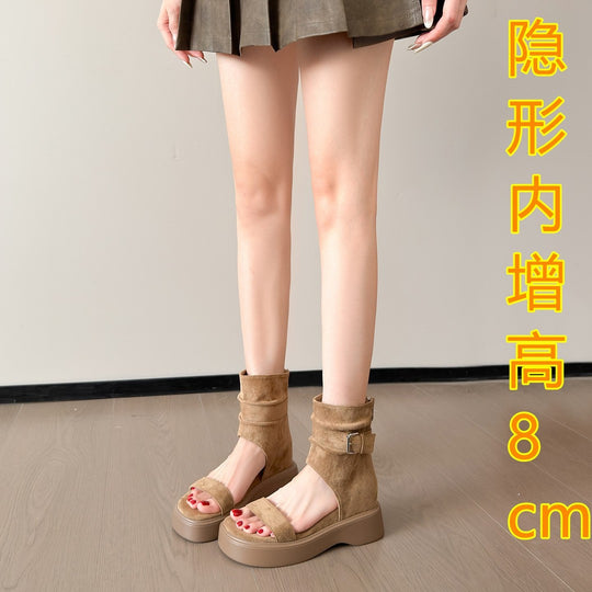 Damen Plateau Sandalen mit verstellbarem Riemen und modisch geflochtenem Obermaterial R&B