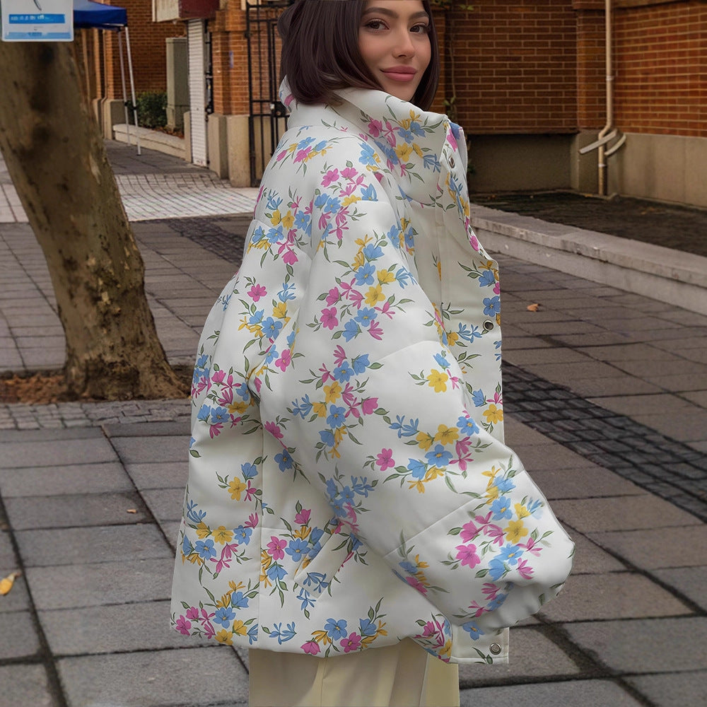 Damen Freizeitjacke mit floralem Muster und voluminösen Ärmeln R&B