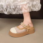 Damen Komfortable und elegante Mules mit Perlverzierung und atmungsaktivem Obermaterial R&B