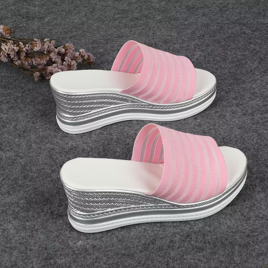 Damen modische Wedge-Pantoletten mit strukturiertem Obermaterial und atmungsaktivem Design R&B
