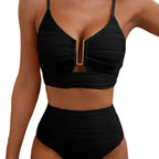 Damen Hochgeschnittener Bikini mit Raffungen